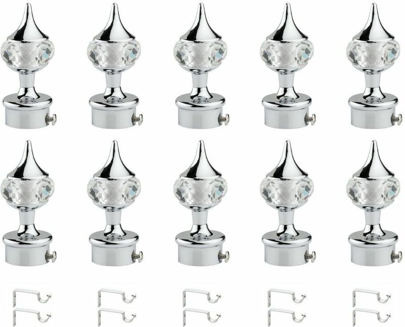 Inkart Silver Rod Rail Bracket, Curtain Knobs Metal