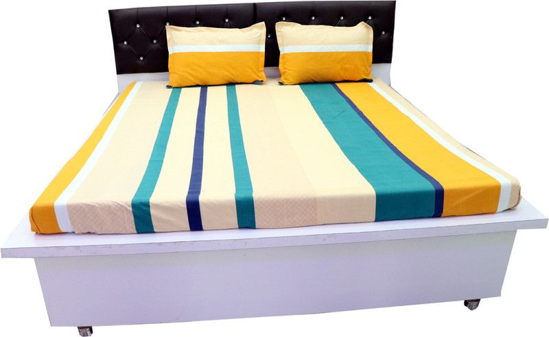 240 TC Polycotton Double Striped Bedsheet  (Pack of 1, multi colour)