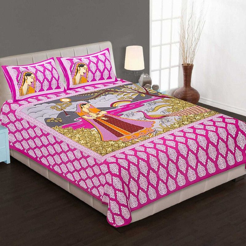 PAF 148 TC Cotton King Jaipuri Prints Flat Bedsheet  (Pack of 1, Multicolor)