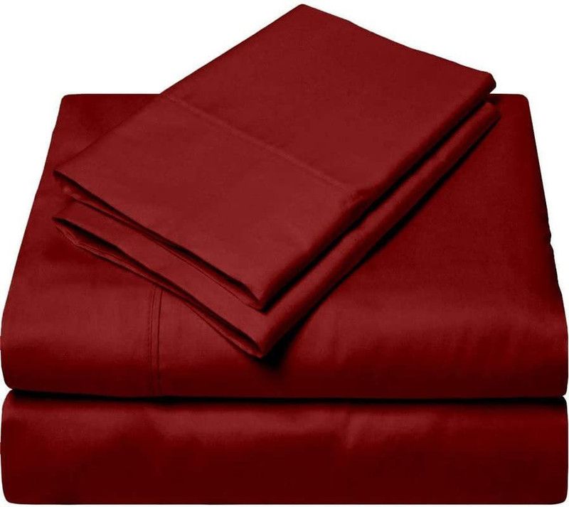 Bhumi Impex 180 TC Microfiber Queen Solid Flat Bedsheet  (Pack of 1, Burgundy)