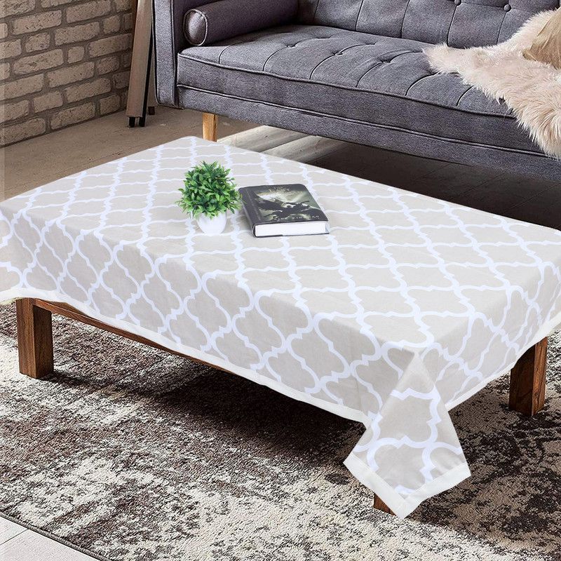 Texstylers Abstract 4 Seater Table Cover  (Peach, Cotton)