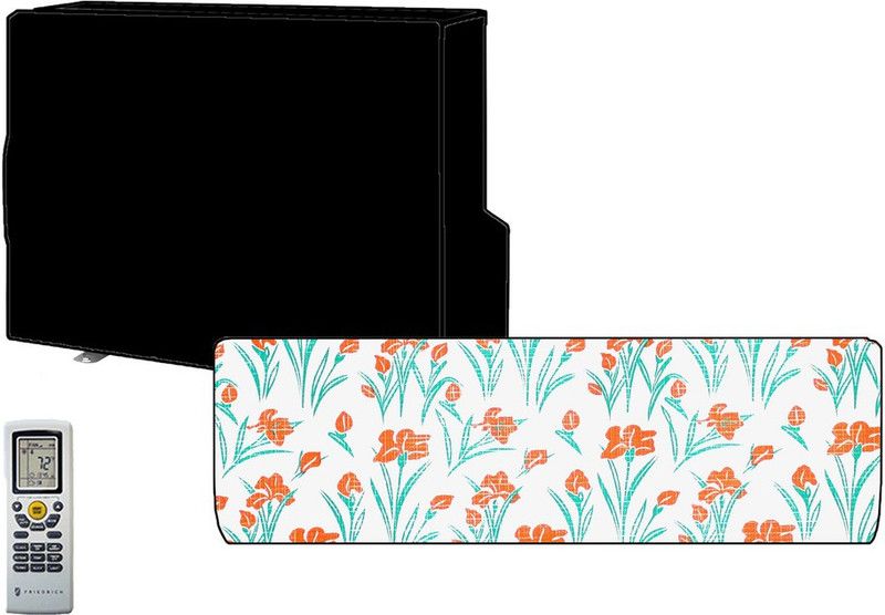 KVAR Air Conditioner Cover  (Width: 37 cm, Orange, Green)