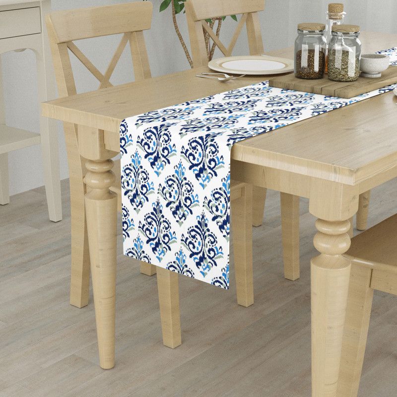 HOMEMONDE Blue 33 cm Table Runner  (Cotton)