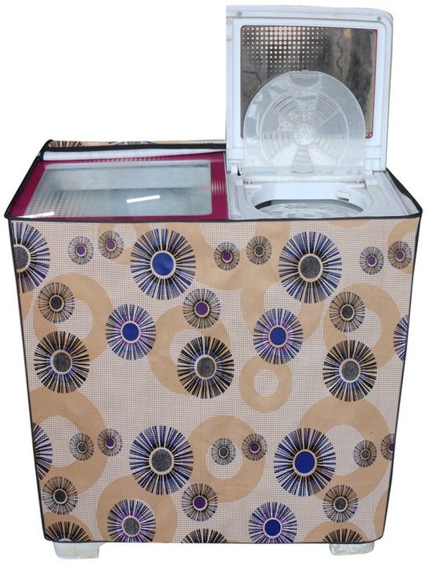 KingMatters Semi-Automatic Washing Machine Cover  (Width: 91 cm, Khaki, Silver)
