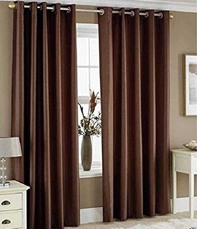 182 cm (6ft) Window Curtain  (Brown, Pack of 2)
