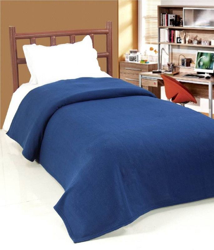 WebDealz Solid Single Fleece Blanket for AC Room  (Poly Cotton, Blue)