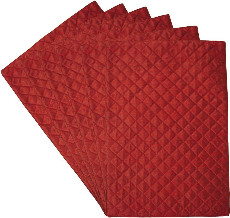 HOME SHINE Rectangular Pack of 6 Table Placemat  (Maroon, Polyester)