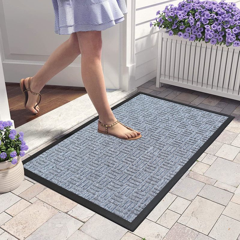 LUXE HOME INTERNATIONAL Rubber Door Mat  (Silver, Large)