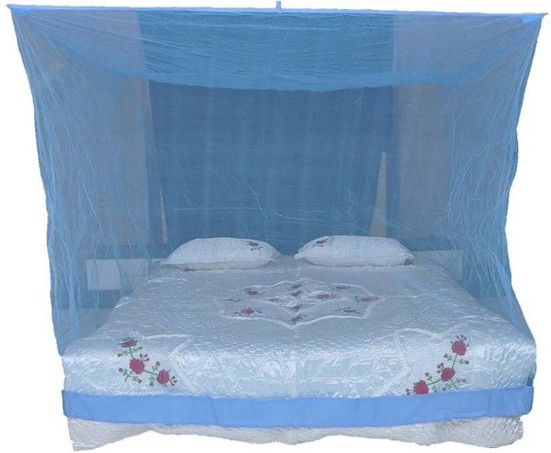 WebDealz Nylon Adults Washable Double bed Mosquito Net Mosquito Net  (Blue, Bed Box)