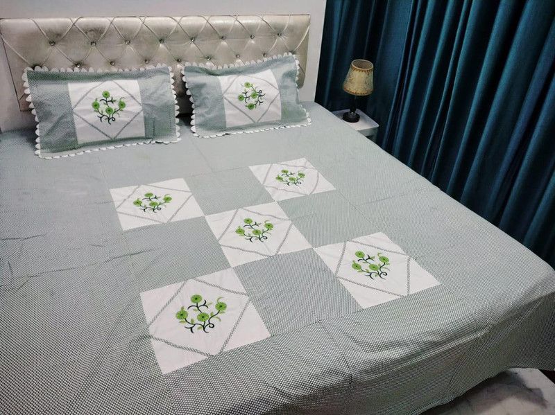 Aryan Enterprises 200 TC Cotton Double Floral Flat Bedsheet  (Pack of 1, Grey)
