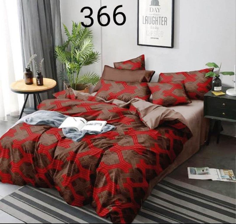 MARUTI TEXTILESS BED SHEET 110 TC Cotton Double Striped Flat Bedsheet  (Pack of 1, Brown, Red)