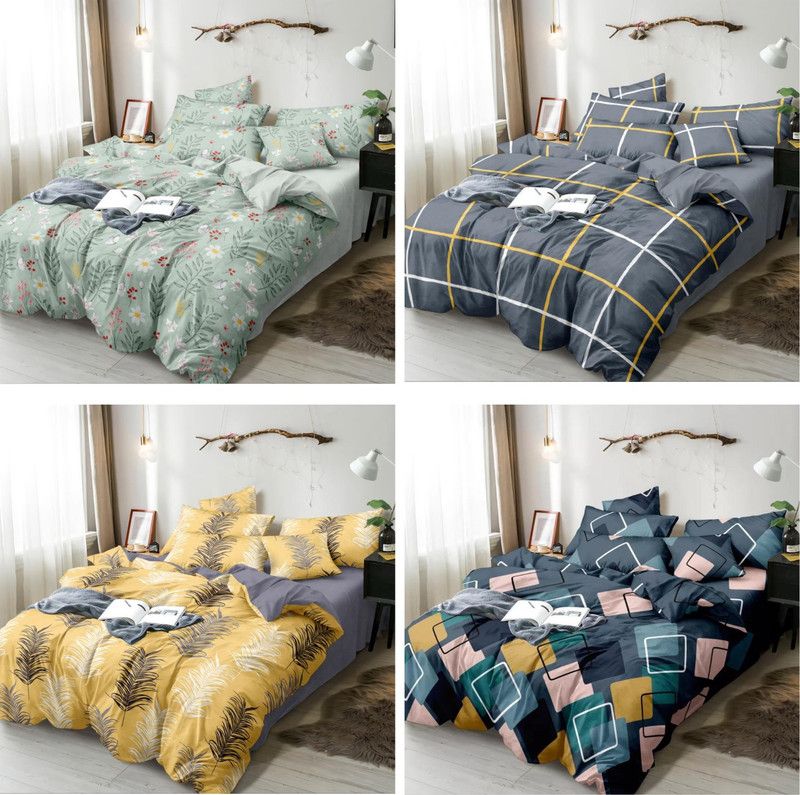 CHHILAKIYA 180 TC Polyester King Printed Flat Bedsheet  (Pack of 4, Multicolor)