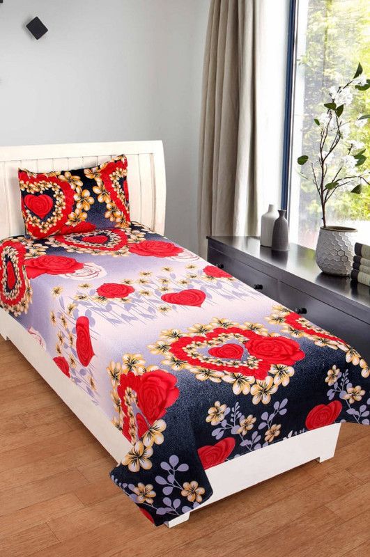Shaurya 150 TC Cotton Single Printed Flat Bedsheet  (Pack of 1, Multicolor)