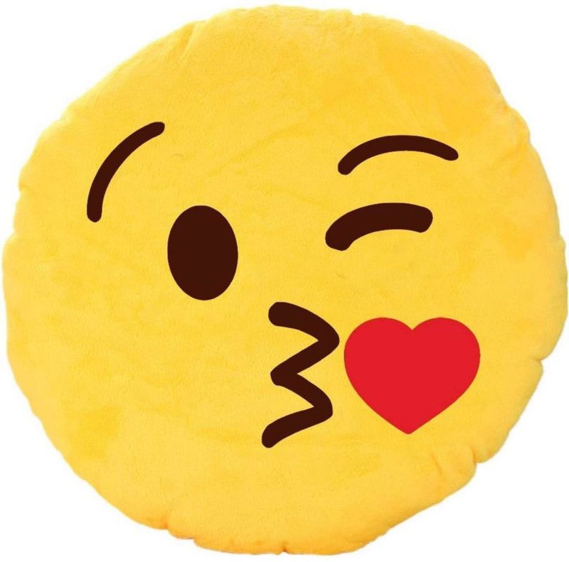 DEHATI STORE Polyester Fibre Smiley Cushion Pack of 1  (Yellow)
