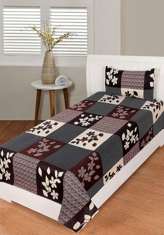 SHAPHIO 120 TC Cotton Single Floral Flat Bedsheet  (Pack of 1, Multicolor)