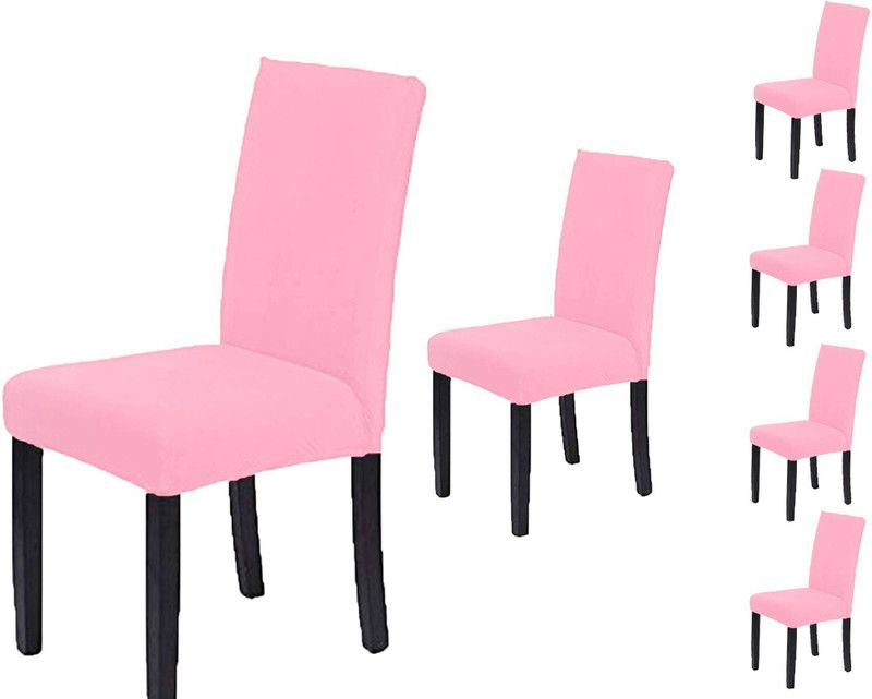 VRSS Polycotton Plain Chair Cover  (Light Pink Pack of 6)