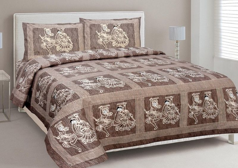 PVR 220 TC Cotton King Jaipuri Prints Flat Bedsheet  (Pack of 1, Multicolor)