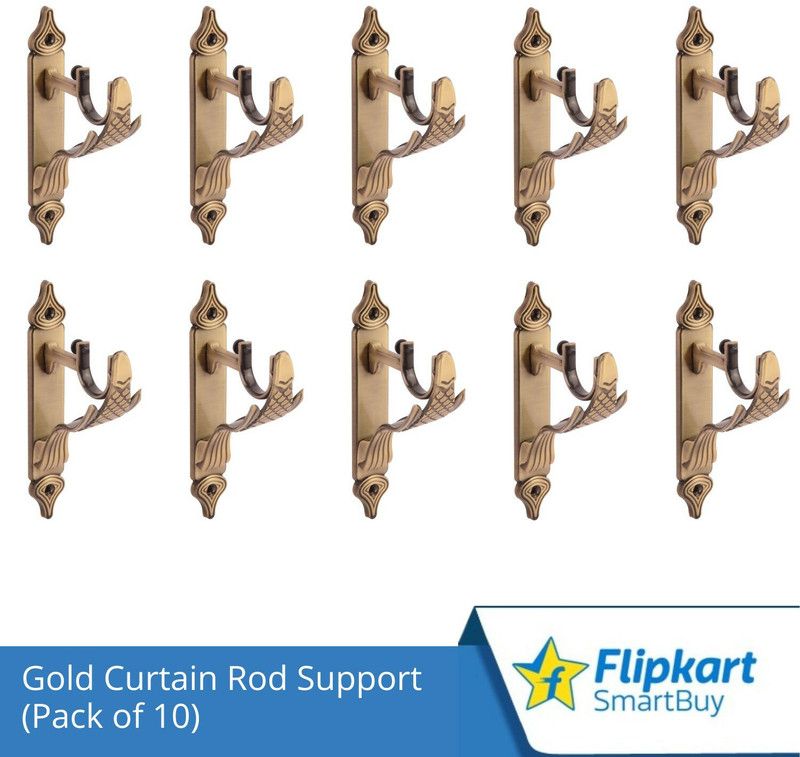 Flipkart SmartBuy Gold Curtain Knobs, Rod Rail Bracket Metal  (Pack of 10)