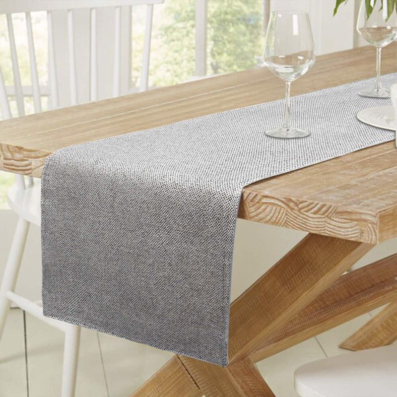 Linen Basics Grey 182 cm Reversible Table Runner  (Jacquard)