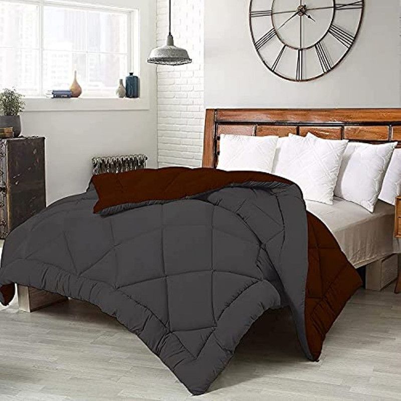 NILAK Solid Single Comforter for Mild Winter  (Microfiber, MAHROON, Grey)