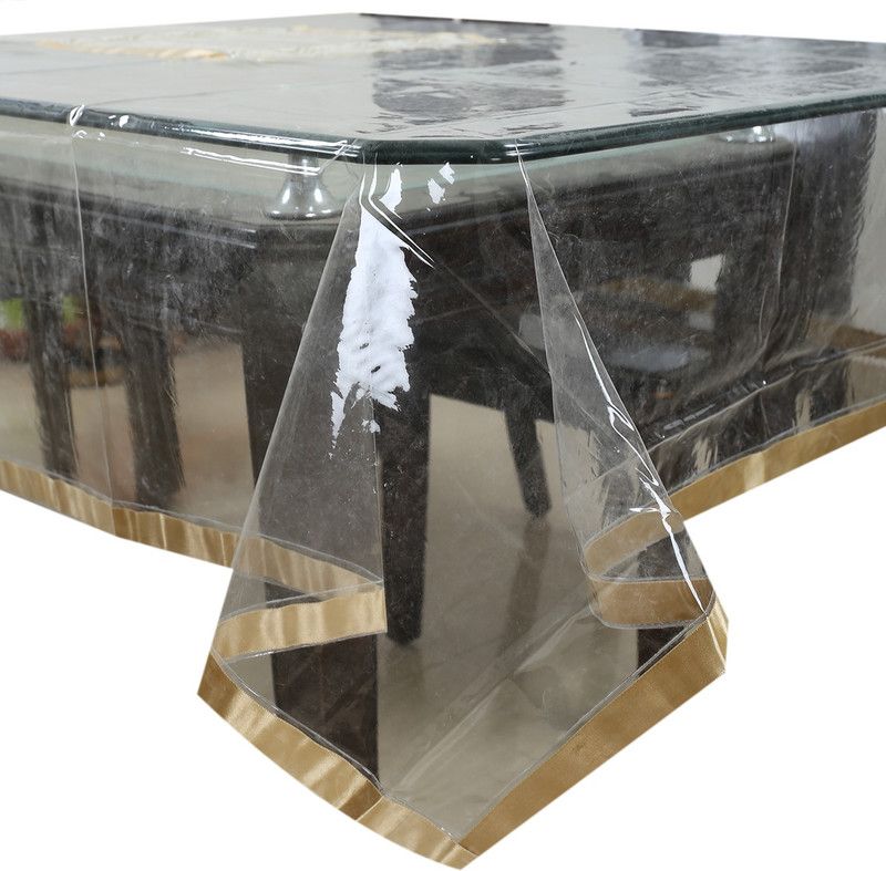 KUBER INDUSTRIES Self Design 6 Seater Table Cover  (Brown, PVC (Polyvinyl Chloride))