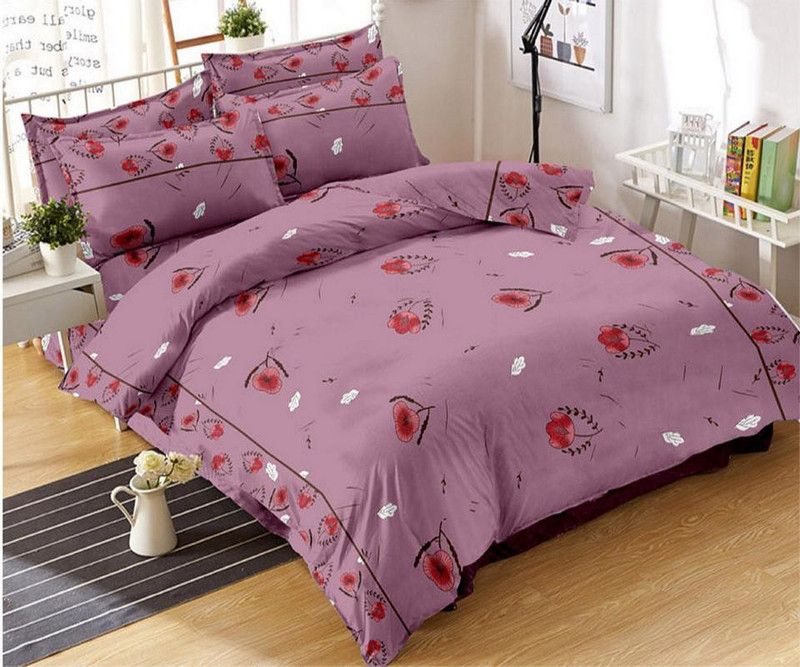 GIFTY 220 TC Cotton Queen Floral Flat Bedsheet  (Pack of 1, Pink)