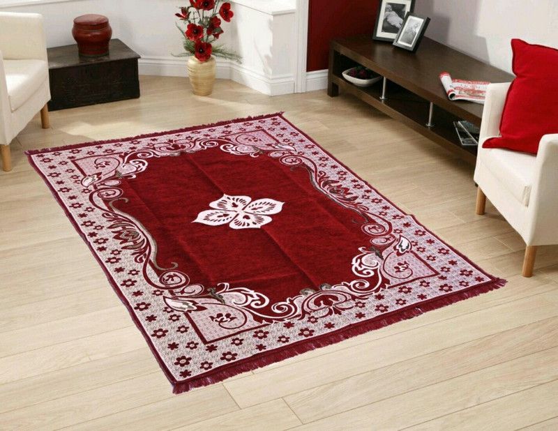 TW TenTwo Maroon Cotton Carpet  (121 cm, X 183 cm, Rectangle)