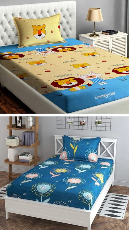 220 TC Microfiber Single Floral Bedsheet  (Pack of 2, MULTICOLOR)