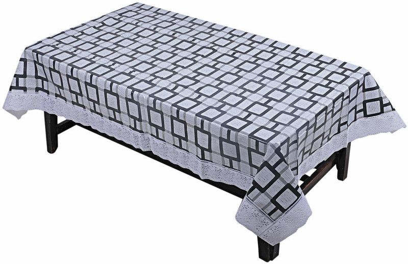 TANLOOMS Geometric 2 Seater Table Cover  (black+white, Plastic)