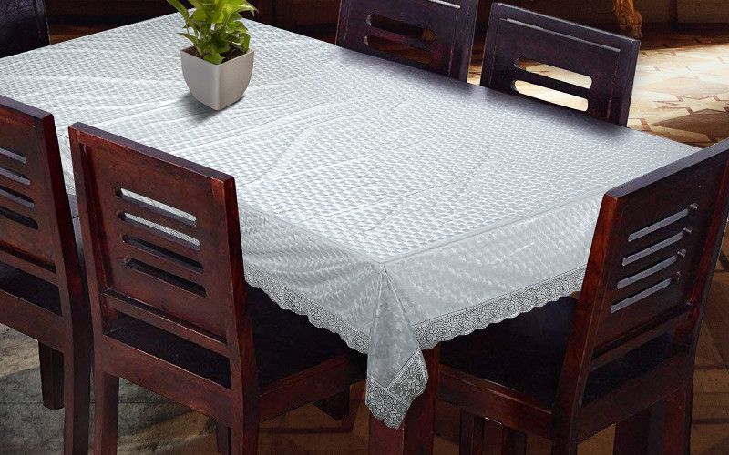 Casanest Self Design 8 Seater Table Cover  (Transparent, PVC)