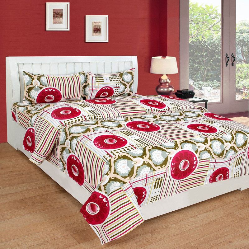Sehbhagi 144 TC Polycotton Double Floral Flat Bedsheet  (Pack of 1, HHG3D974)