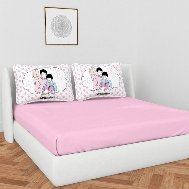 Trendy Threads 300 TC Cotton Double Solid Flat Bedsheet  (Pack of 1, Pink)