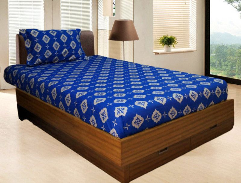 Snuggle 300 TC Cotton Single Printed Flat Bedsheet  (Pack of 1, Multicolor)