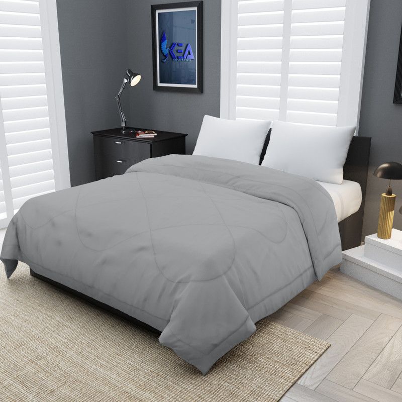 Solid Single Comforter  (Microfiber, Grey)
