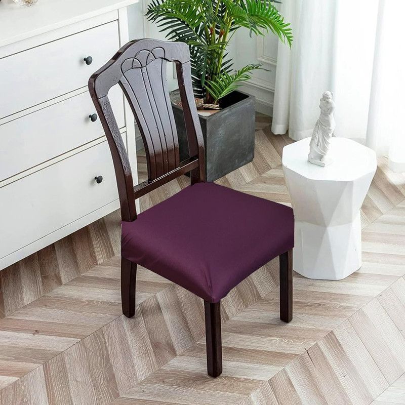 Trendize Polycotton Plain Chair Cover  (Plane Purple Pack of 8)