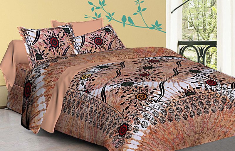 NIRJULEE 210 TC Cotton Double, King Printed Flat Bedsheet  (Pack of 1, Pink)