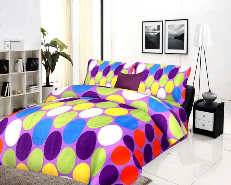 P.S Decor 200 TC Cotton Double Printed Flat Bedsheet  (Pack of 1, Multicolor)