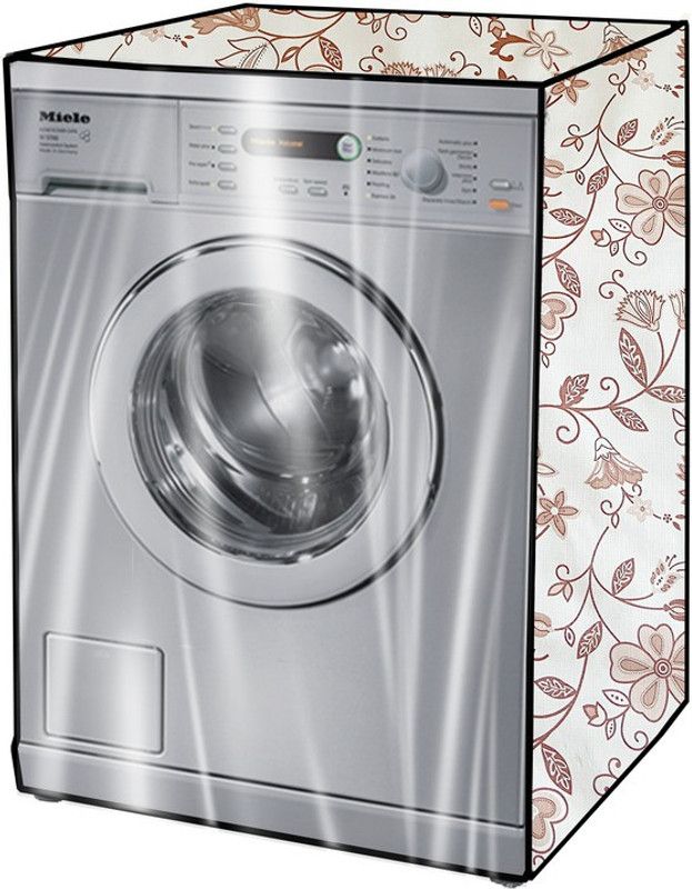 KVAR Front Loading Washing Machine Cover  (Width: 68 cm, Brown, White)