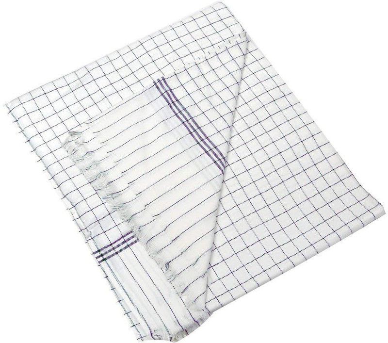 COZYEXPORTS Checkered Double Top Sheet for AC Room  (Cotton, Blue & White)