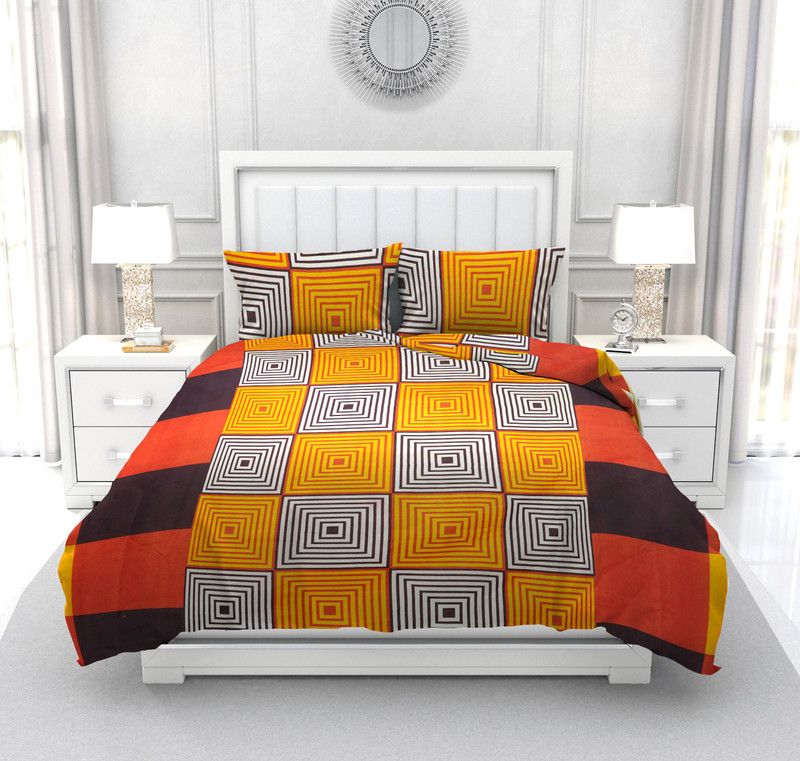 BALKO FAB 140 TC Polycotton Double 3D Printed Flat Bedsheet  (Pack of 1, Multicolor)