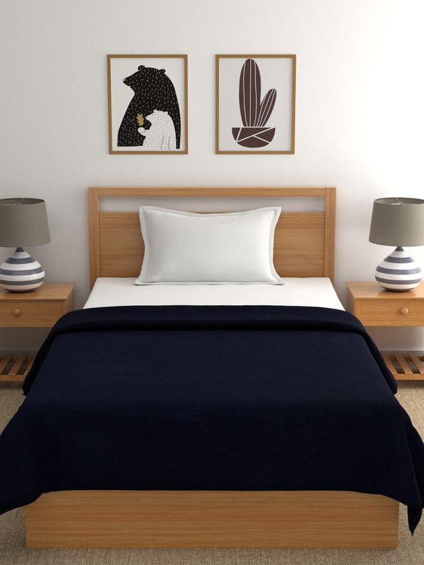 Raymond Home Solid Single AC Blanket for Mild Winter  (Polyester, Dark Blue)