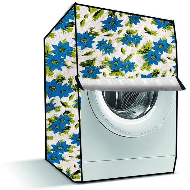 Delideal Front Loading Washing Machine Cover  (Width: 68 cm, White, Blue)