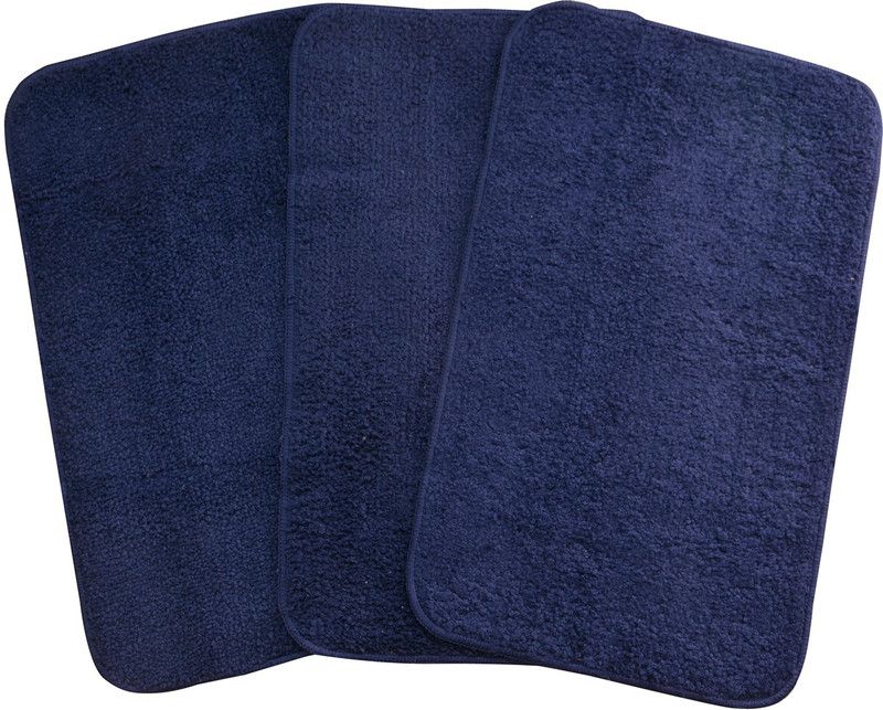 FINCH Microfiber Door Mat  (Blue, Medium, Pack of 3)