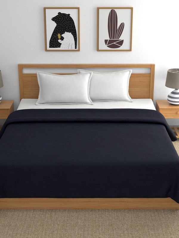 Raymond Home Solid Double AC Blanket for Mild Winter  (Polyester, Dark Blue)