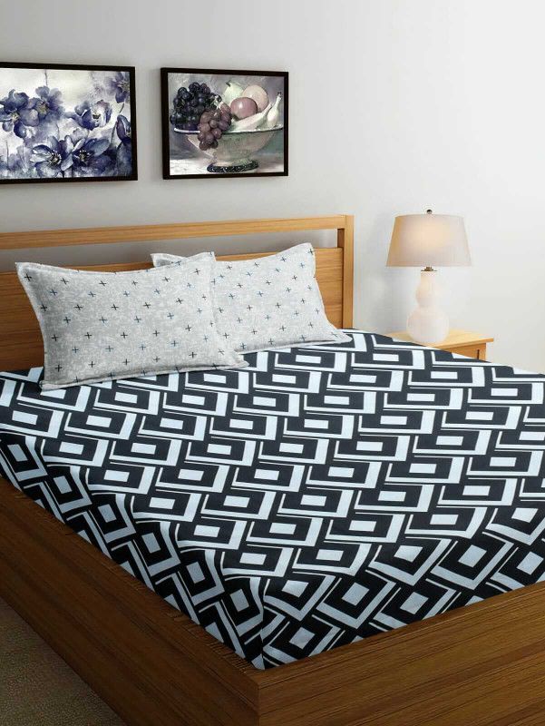 TURIYA 180 TC Microfiber Double Printed Fitted (Elastic) Bedsheet  (Pack of 1, Multicolor)