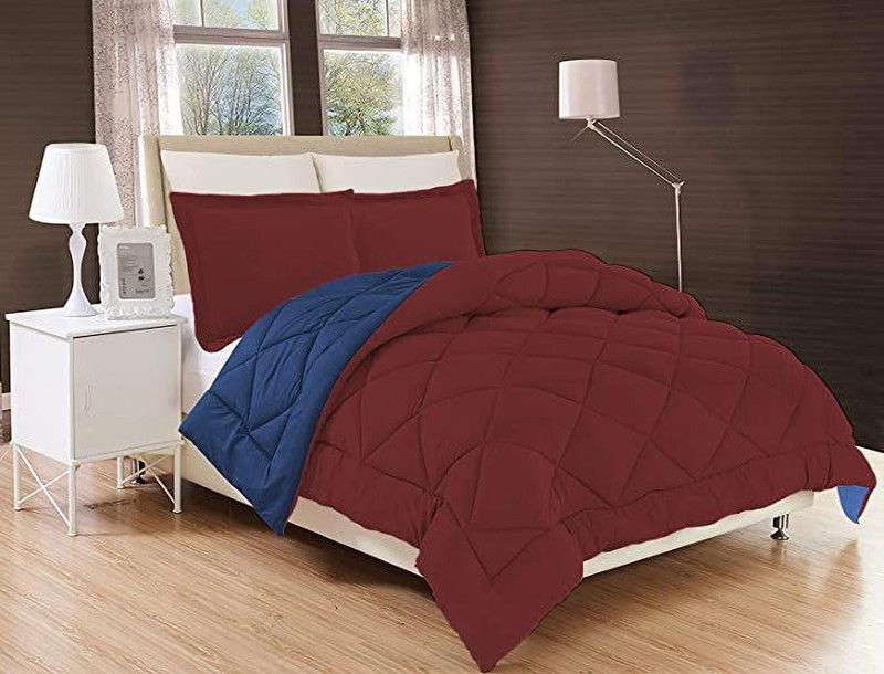 JP SHINE Solid Single Comforter for Heavy Winter  (Poly Cotton, Maroon & Blue)
