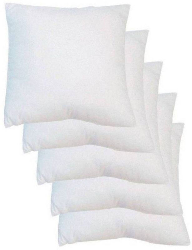 GKM Microfibre Solid Cushion Pack of 5  (White)