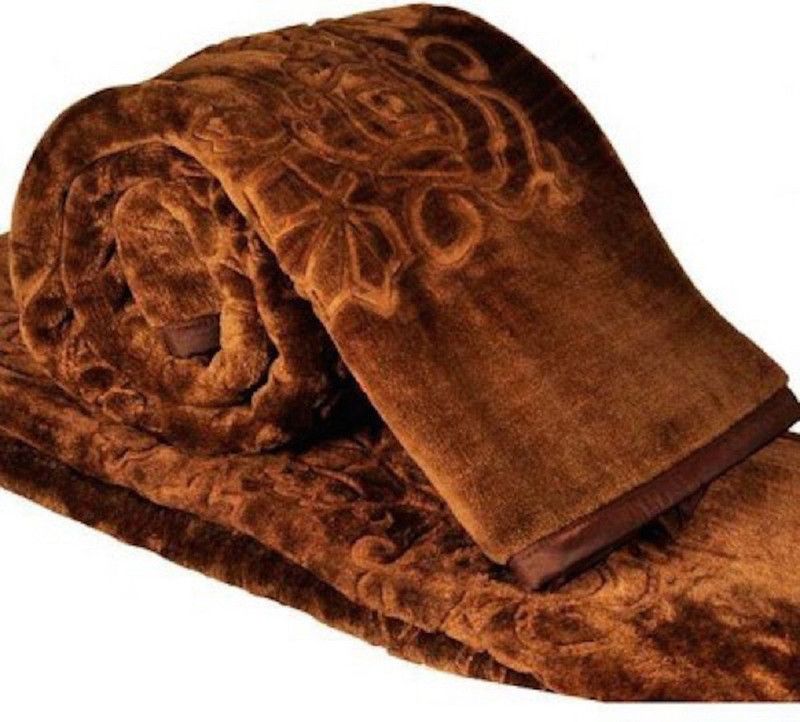 GKM Floral Double Mink Blanket for Heavy Winter  (Polyester, Brown)