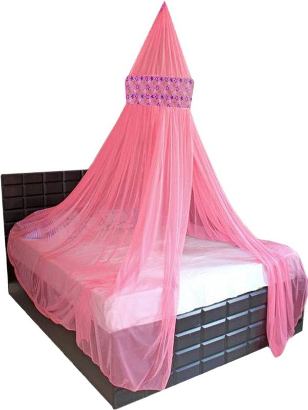 Creative Textiles Polyester Adults Washable Double Bed Easy to use Mosquito Net  (Pink, Ceiling Hung)