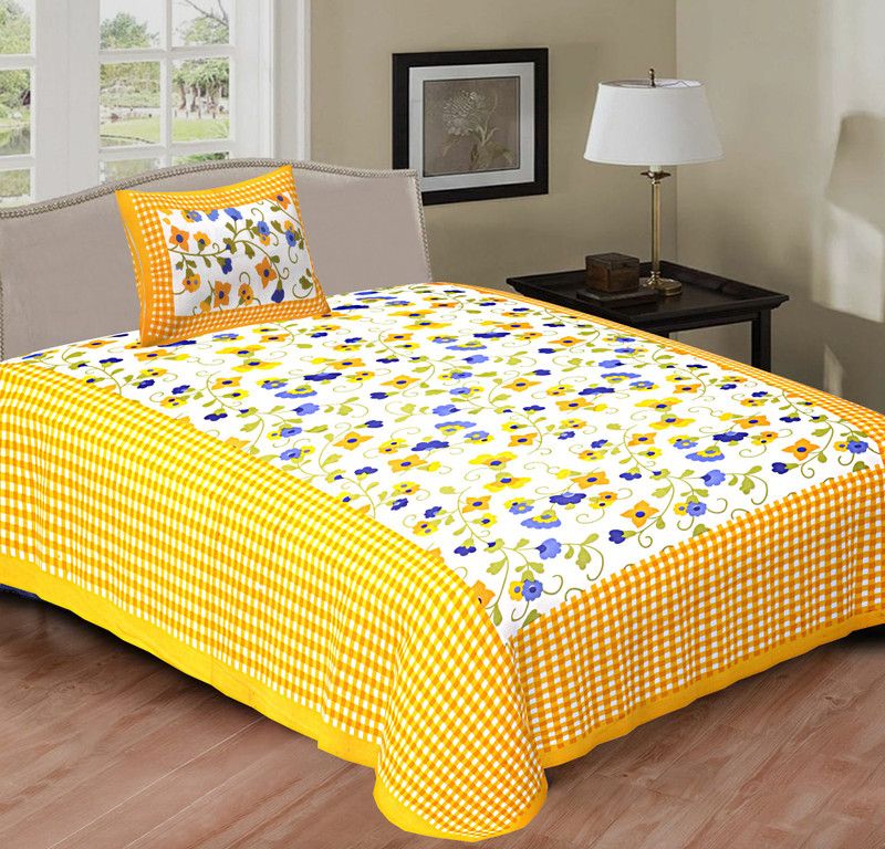 Cotton Single Bed Spread  (Yellow)